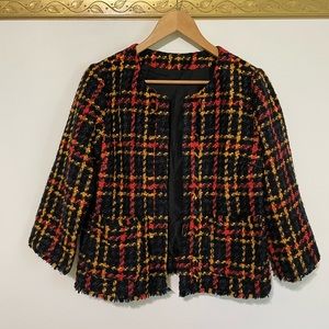 Chunky woven plaid blazer